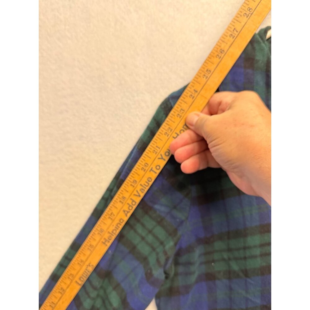 Lands End Womens Green/Blue Plaid Flannel Nightshirt Button-Up Long Sleeve Small - Picture 7 of 7